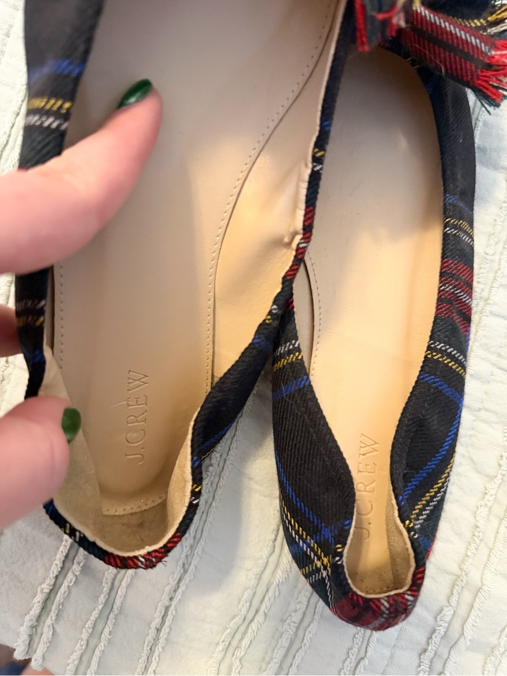 J.Crew Lottie Pointed Toe Flats | Tartan Plaid Frayed Bow | NWOT | Size 9 - Picture 12 of 13